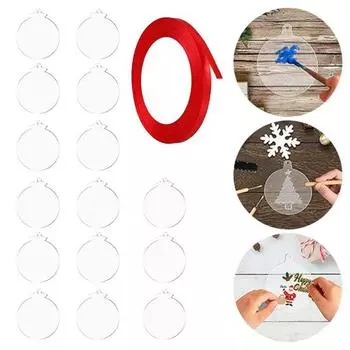 26 шт., прозрачные заготовки для сублимационного орнамента с ремешком, двусторонние сублимационные заготовки для рождественской елки, подвески, праздничные принадлежности 26