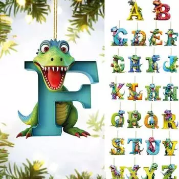 26 шт. Рождественские украшения в виде динозавров, акриловые мультяшные буквы-подвески в виде динозавров, украшения для рождественской елки, подвесные украшения для домашнего декора 1 Set