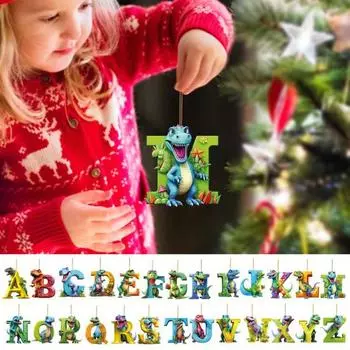 26 шт. Рождественские украшения в виде динозавров, акриловые мультяшные буквы-подвески в виде динозавров, рождественская елка