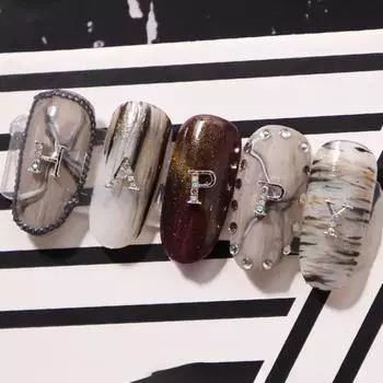 26 шт., шпильки для ногтей со стразами, износостойкие, легко удаляемые, маникюрные аксессуары, английские буквы для ногтей золотистый