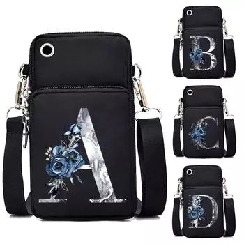 26 синих роз алфавит маленькие сумки через плечо женская сумка для мобильного телефона мини кроссбоди сумка-мессенджер дамский кошелек кошельки сумки