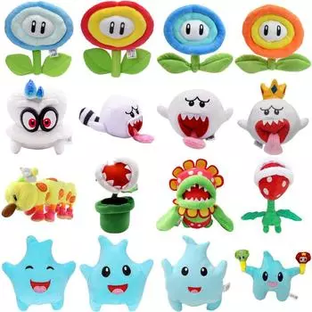 26 стилей Kawaii Mario Ice Fire Flower Boo Cappy плюшевые игрушки милые аниме-фигурки Super Star Big Poison Piranha Plant Peluche Dolls