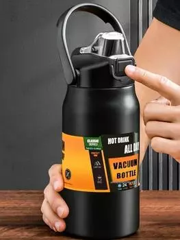 26 унций/33 унции/40 унций/50 унций Термос для улицы из нержавеющей стали 304 Термокружка для термосов Бутылка для холодной и горячей воды для спорта с трубочкой 800ml 26oz темно-зеленого