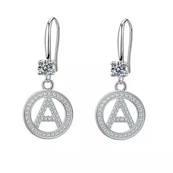 26 висячих серег с английскими буквами, женские модные серьги-крючки с микронабором циркониевых ушных крючков A