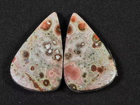 26Cts.Natural Leopard Skin Jasper Matched Pair Handmade Gemstone 27X17X03 MM SK-797