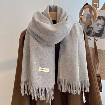 26Цветной однотонный женский зимний шарф, теплый, утолщенный, кашемировый, шаль для улицы, модный, роскошный, с кисточками, пашмина, женская накидка, ветрозащитные шарфы 70x200cm