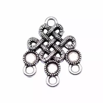 26x21 мм китайский счастливый узел серьги разъем античное серебро цвет принадлежности для рукоделия аксессуары бренд: WYISYWG 4 шт.