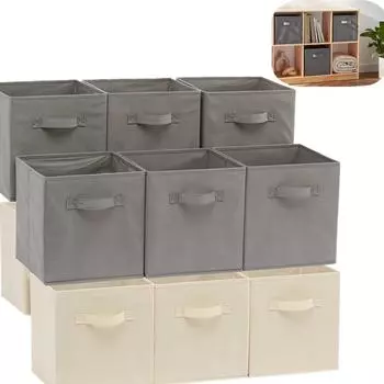 26x26 см складные тканевые кубики для хранения однотонный нетканый квадратный органайзер коробка с ручками для одежды игрушек ящик для всякой всячины серый