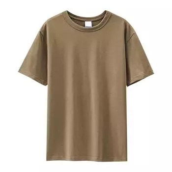 270 г темно-коричневая плотная круглая горловина из чистого хлопка цвета земли, футболка с короткими рукавами, повседневная мужская и женская верхняя рубашка S