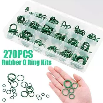 270 шт. комплекты резиновых уплотнительных колец, 18 размеров, уплотнительная прокладка, шайба из нитрилового каучука, комплект автомобильных уплотнительных колец переменного тока, набор уплотнительных колец для ремонта автомобилей 270Pcs