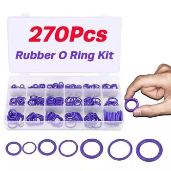 270 шт. комплекты резиновых уплотнительных колец, 18 размеров, уплотнительная прокладка, шайба из нитрилового каучука, комплект автомобильных уплотнительных колец переменного тока, набор уплотнительных колец для ремонта автомобилей 270Pcs
