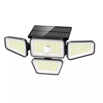 270LED солнечные светодиодные настенные светильники с датчиком движения PIR, уличные водонепроницаемые садовые лампы, ночные 3 режима освещения чёрный