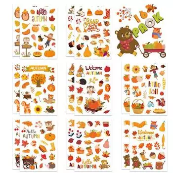 274 шт. Наклейки на осеннюю тему для детей, поделки, изготовление открыток, скрапбукинг, самоклеящиеся бумажные наклейки для стаканов с водой, ноутбуков, телефонов, скейтбордов 16 Sheets