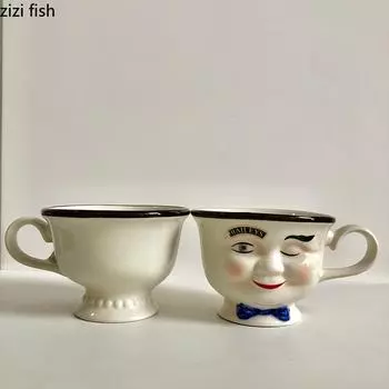 275 мл керамическая кружка с человеческим лицом кофейная чашка пара чашек чашка для чая с молоком стаканы для воды чашки для завтрака кофейные кружки чайные кружки молочные кружки
