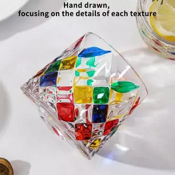 275 мл вращающийся стакан для виски, пива, шотландского бурбона, хрустальный стакан с подставкой, цветной хрустальный стакан из толстого стекла, подарочная ручная роспись