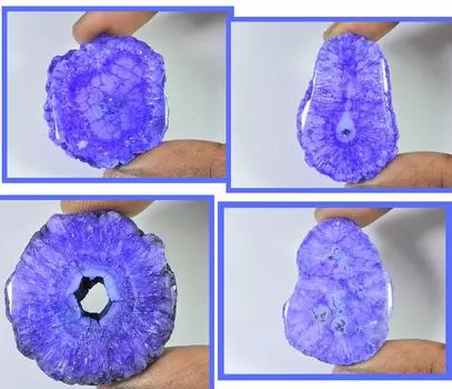 275Cts. Окрашенный солнечный друзовый агат 4 шт. хрустальные драгоценные камни россыпью 33-42 мм RQ-1103