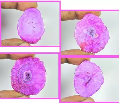 275Cts. Окрашенный солнечный друзовый агат 4 шт., кристальный драгоценный камень, лот 36-40 мм RQ-1107