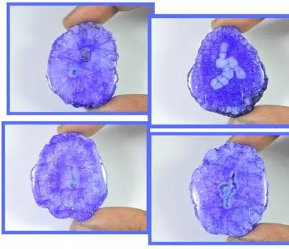 275Cts. Окрашенный солнечный друзовый агат 4 шт., кристальный драгоценный камень, лот 35–38 мм RQ-1104