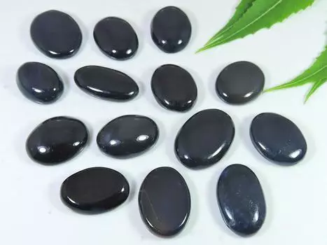 277Cts. Натуральный черный оникс овальный кабошон россыпью драгоценный камень 14 шт. лот 20-26 мм RQ-2566