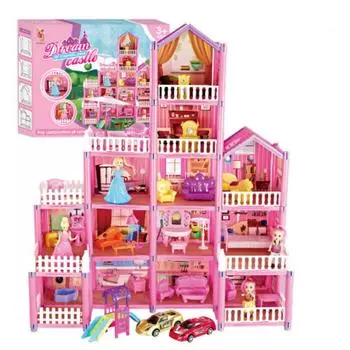 278 шт. Игрушки для строительства кукольных домиков DIY, развивающие мозг, набор для строительства замка кукольного домика для девочек, розовый
