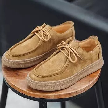 2793 genuine leather retro men s shoes British solid color simple and versatile anti-velvet cowhide hand-sewn casual shoes leather shoes 38