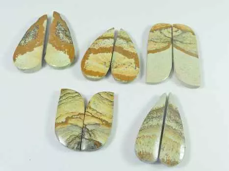 27-36MM AAA++ Picture Jasper, пара из 5 пар, фантазийные кабошоны, драгоценные камни, лот RQ-2434