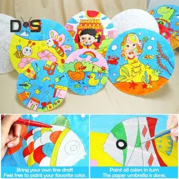 27/41 см бумажный зонтик для самостоятельной росписи вручную в китайском стиле, декоративный зонтик из масляной бумаги с деревянной ручкой, детские раскраски, восточные поделки из зонтика F