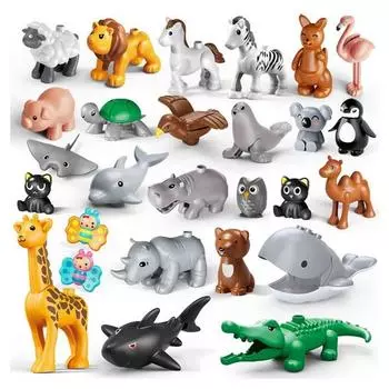 27 наборов коллекционных фигурок животных, совместимых с Duplo, разноцветных