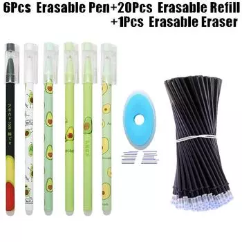 27 шт./лот, стираемая гелевая ручка Kawaii, синие чернила, 0,5 мм, моющаяся ручка, канцелярские ручки Kawaii, сменные стержни для школьных письменных принадлежностей 27pcs set синий