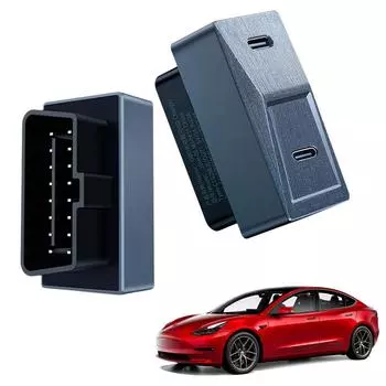 27 Вт для Tesla Highland 2024 Скрытый адаптер OBD Быстрая зарядка Plug And Play USB-C Два порта Автомобильные аксессуары
