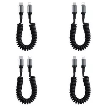 27 Вт Телескопический кабель для быстрой зарядки 6 А пружинный USB-кабель (Тип C+ для Apple)
