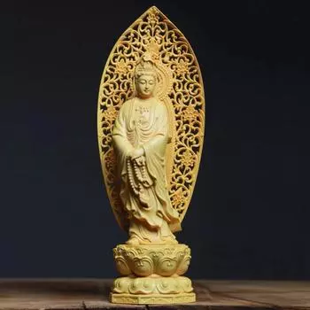 27cm High grade wooden Buddha Sculpture Buddhism Guan yin Avalokitesvara Buddha statue HOME family safety 27cm tall