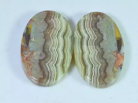 27Cts. Агат AAA Crazy Lace (15X25X03 мм каждый) Пара овальных кабошонов SK-3078