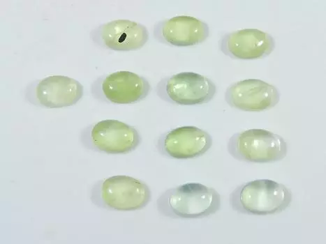 27Cts. Натуральный зеленый пренит овальный кабошон россыпью драгоценный камень 13 шт. лот 6X8MM RQ-1934