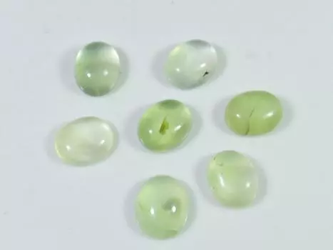 27Cts. Натуральный зеленый пренит овальный кабошон драгоценный камень 07 шт. лот 8X10MM RQ-1940