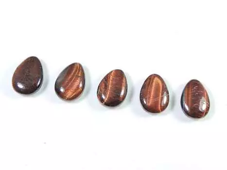27Cts. Red Tiger Eye Pear Healing Cabochon Loose Gemstone 05Pcs Lot 10X14MM RQ-1996