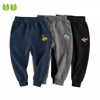 27kids Crawler Новые спортивные штаны для мальчиков Детские брюки Детские брюки для отдыха Все из хлопка 90cm чёрный