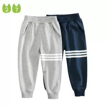 27Kids Детские штаны Спортивные штаны для мальчиков Детские повседневные штаны Хлопковые студенческие штаны 90cm синий