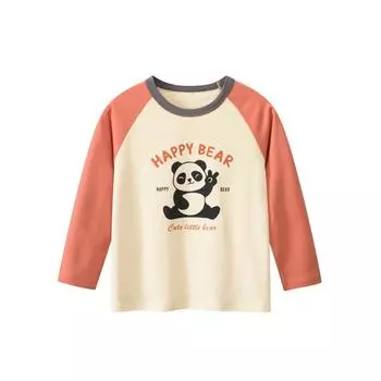 27kids Модная детская футболка с длинными рукавами на осень 110cm бежевый/оранжевый