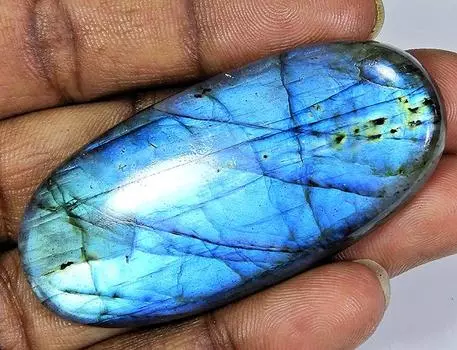 27X61X06MM Natural Peacock Blue Labradorite Oval Cabochon Loose Gemstone BK-29