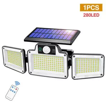 280/256 светодиодных настенных светильников, уличный солнечный светильник, PIR-датчик движения, солнечный уличный светильник для украшения сада