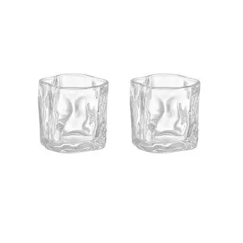 280 мл 9,7 унции Креативная неправильной формы стеклянная чашка Дизайн в стиле ар-деко Бокалы для виски и коктейлей Чашки для сока и холодных напитков Чашки для лимонной воды, молока и кофе 2pcs