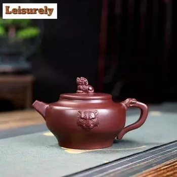 280 мл креативные чайники из фиолетовой глины Исин, сделанные вручную известными художниками, горшок для благоприятного зверя, чайник из необработанной руды, фиолетовый глиняный чайник, чайный набор «Цзыша»