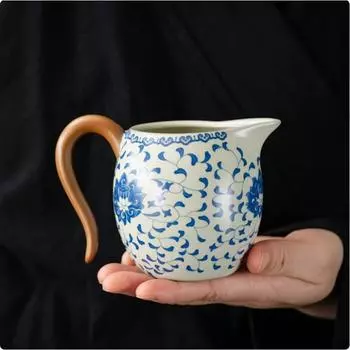 280 мл. Кружка Ru Kiln Blue and White Fair с ручкой, керамическая, большая, чайная чашка Sea Fair, чайный сервиз Kung Fu, унифицированная чашка, фильтр для чая, диспенсер 280ML