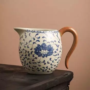 280 мл Ru Kiln Blue And White Entangled Lotus Beauty Fair Cup Kung Fu Tea Set Ceramic Cha Hai Household Single Tea Dispenser 280ML