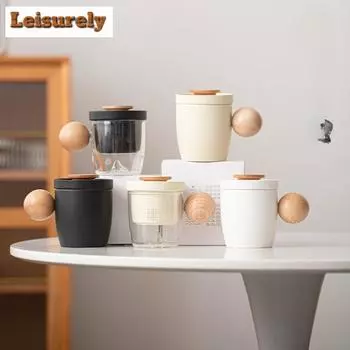 280 мл Zen Black Pottery Керамический фильтр для чая, чашка-сепаратор, персональная стеклянная кружка для разделения чая, кремового цвета, офисная кружка для питья