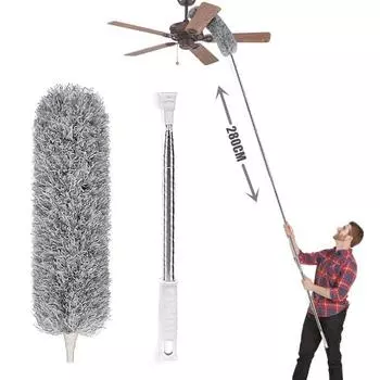 280 см длинная тряпка из микрофибры, длинная выдвижная тряпка, щетка для чистки, телескопическая ловушка для клещей, тряпки для удаления пыли, инструменты для уборки дома серый