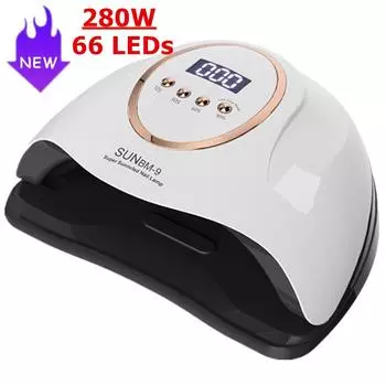 280 Вт профессиональная лампа для сушки ногтей для маникюра, мощная УФ-светодиодная лампа для сушки гель-лака, 66 светодиодов, лампа для сушки гель-лака