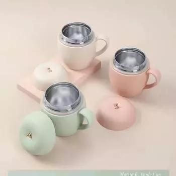 280ML Cup Apple Shape with Gift Box Packaging Stainless Steel Insulated Cup Water Mug Girls Coffee Mug Couple Milk Breakfast Mug 280ML