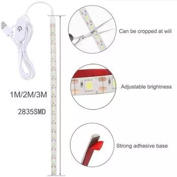 2835 светодиодная лента сенсорная 5 В USB светодиодная гибкая лента подсветка для комнаты шкаф швейная машина освещение 1m белый